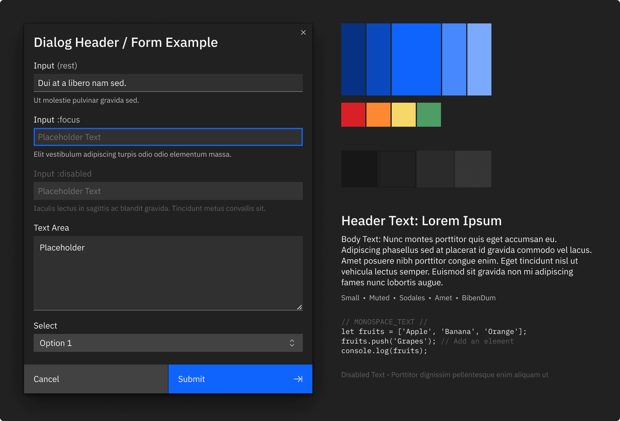 A graphic displaying the theme and style of the RedEye design system