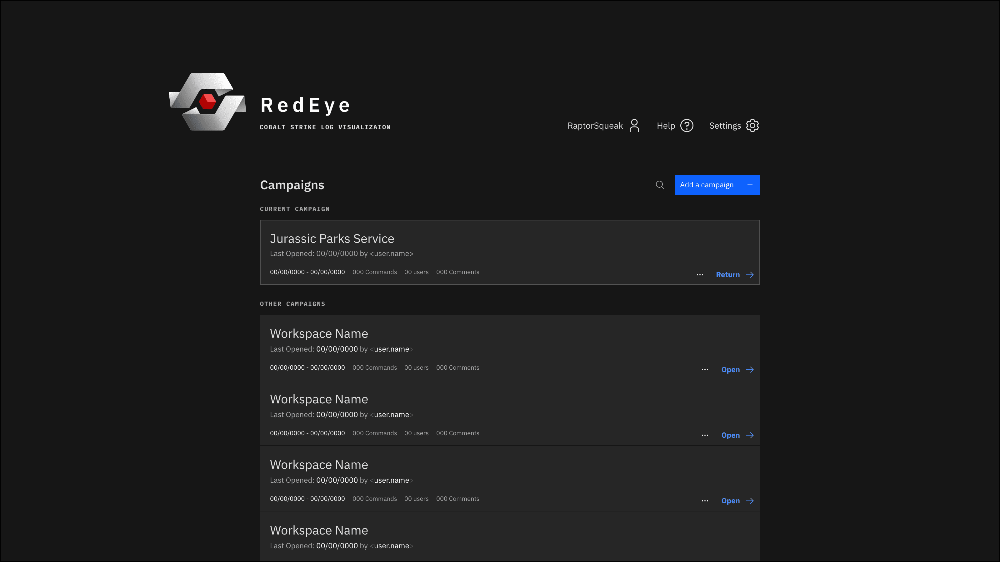 A RedEye mockup displaying a the app homepage