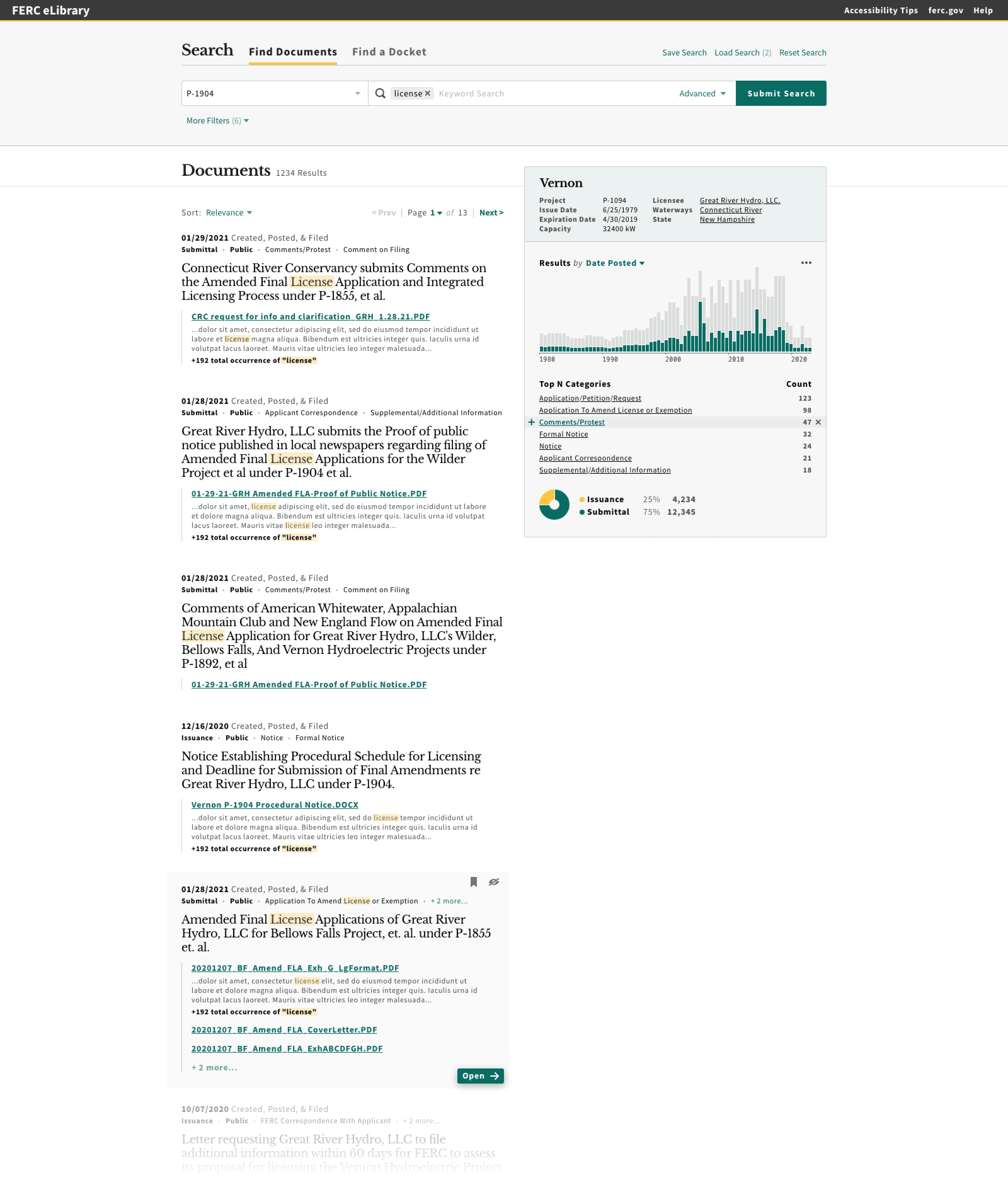 Iteration 1 mockups showing an alternate layout of a simplified single scroll search page