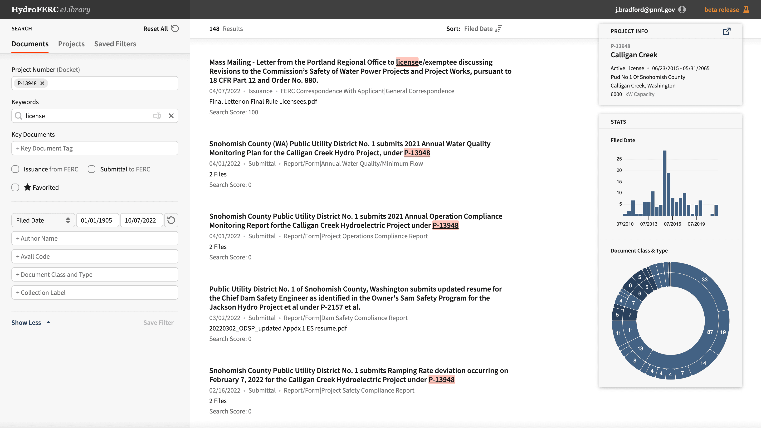 A screenshot of the Iteration 2 Document Search Page