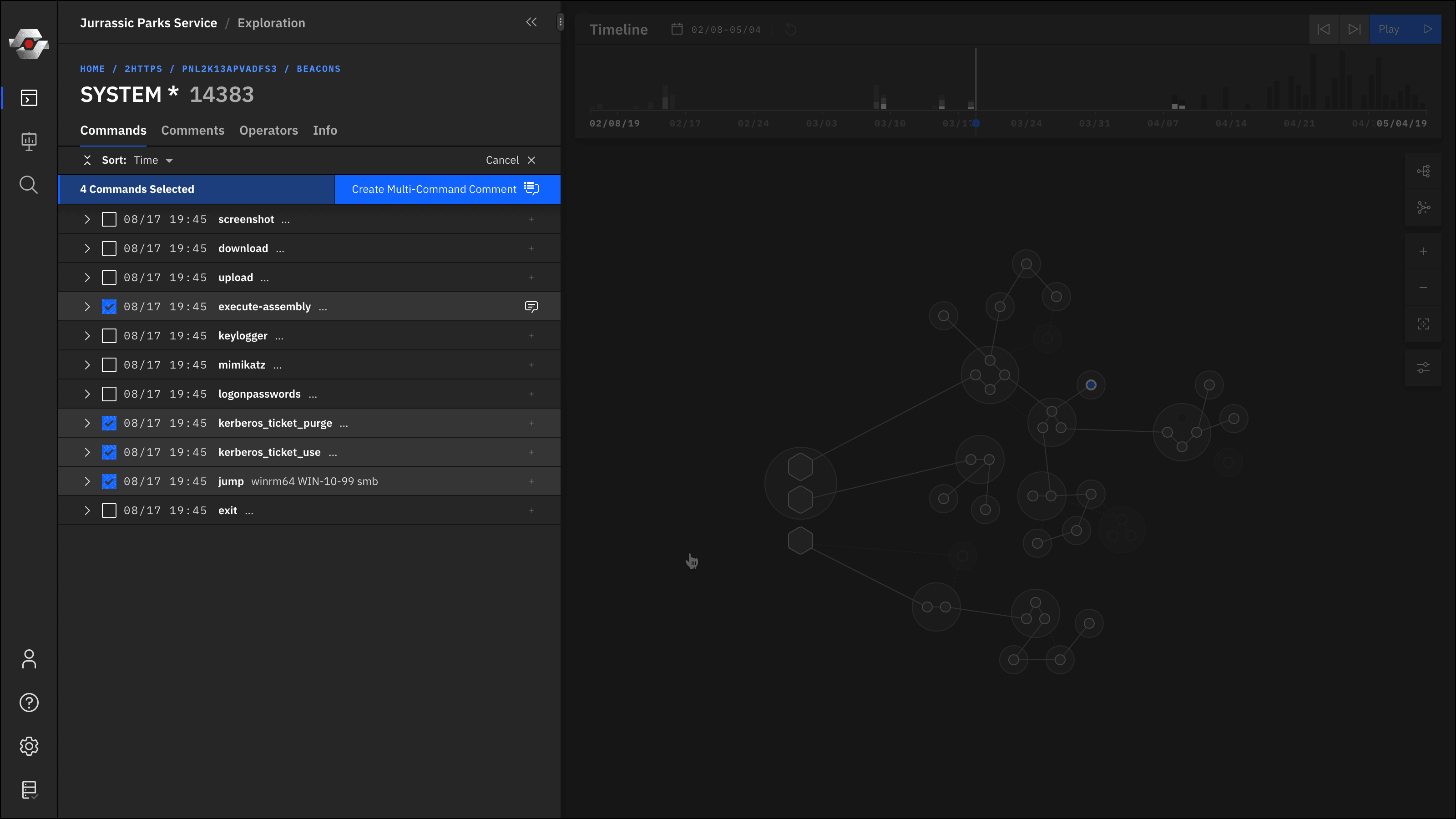 Mockups of Revised Commenting feature showing mutliple command selection